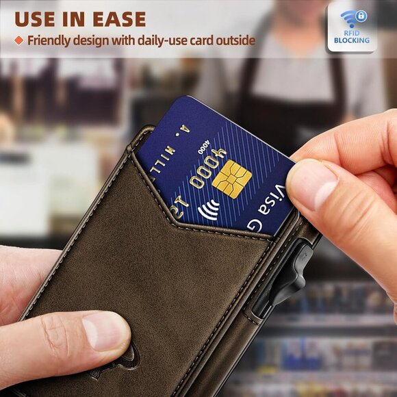 Men Wallet,Money Clip Wallet Slim For Gift Men 9Cards-Metal Credit Card Case in - Picture 5 of 9